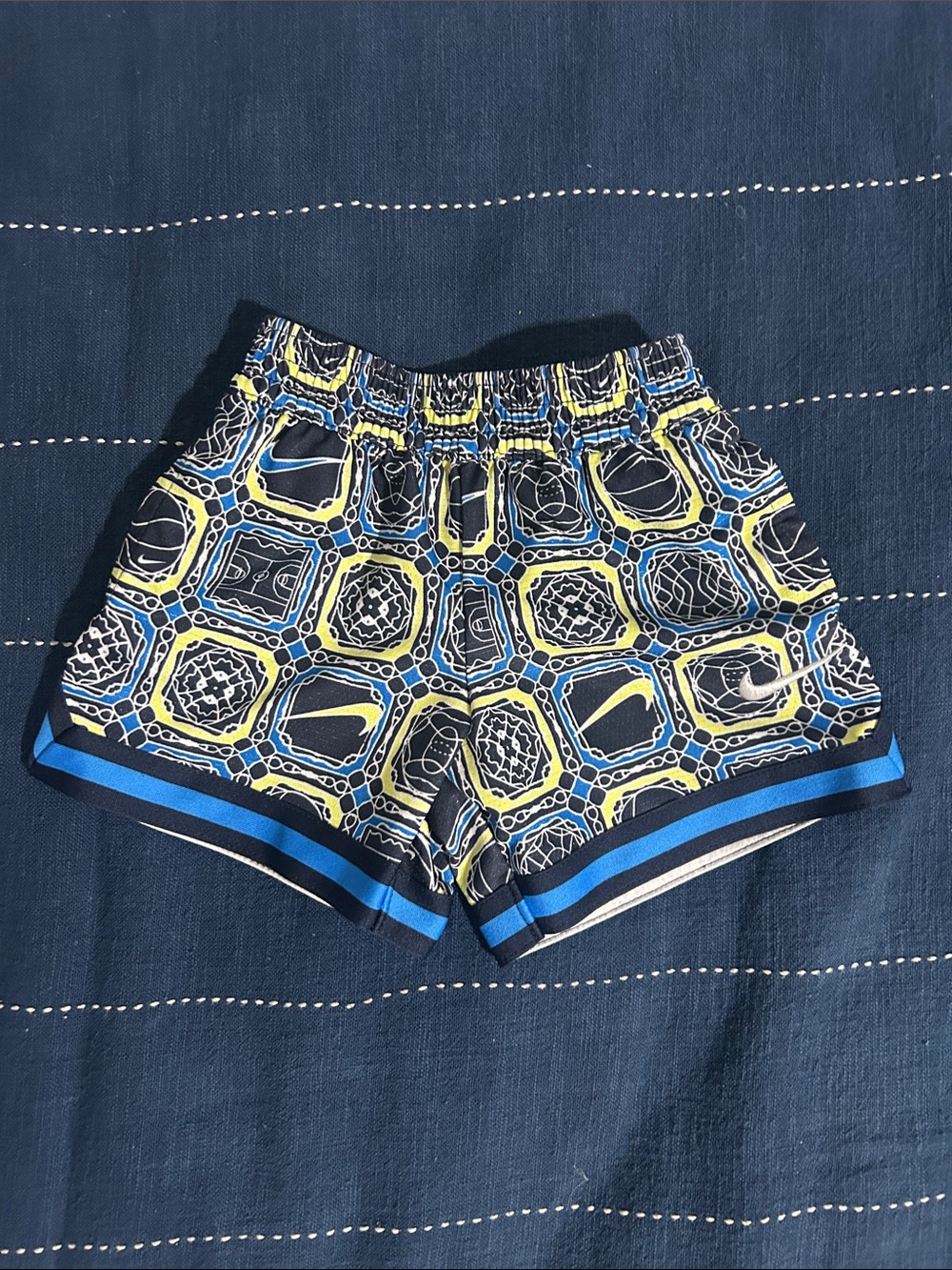 Nike Baby Boy Shorts Blue & Yellow Geometric Athletic Shorts